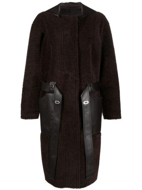 faux-leather zip-up coat by LOW CLASSIC