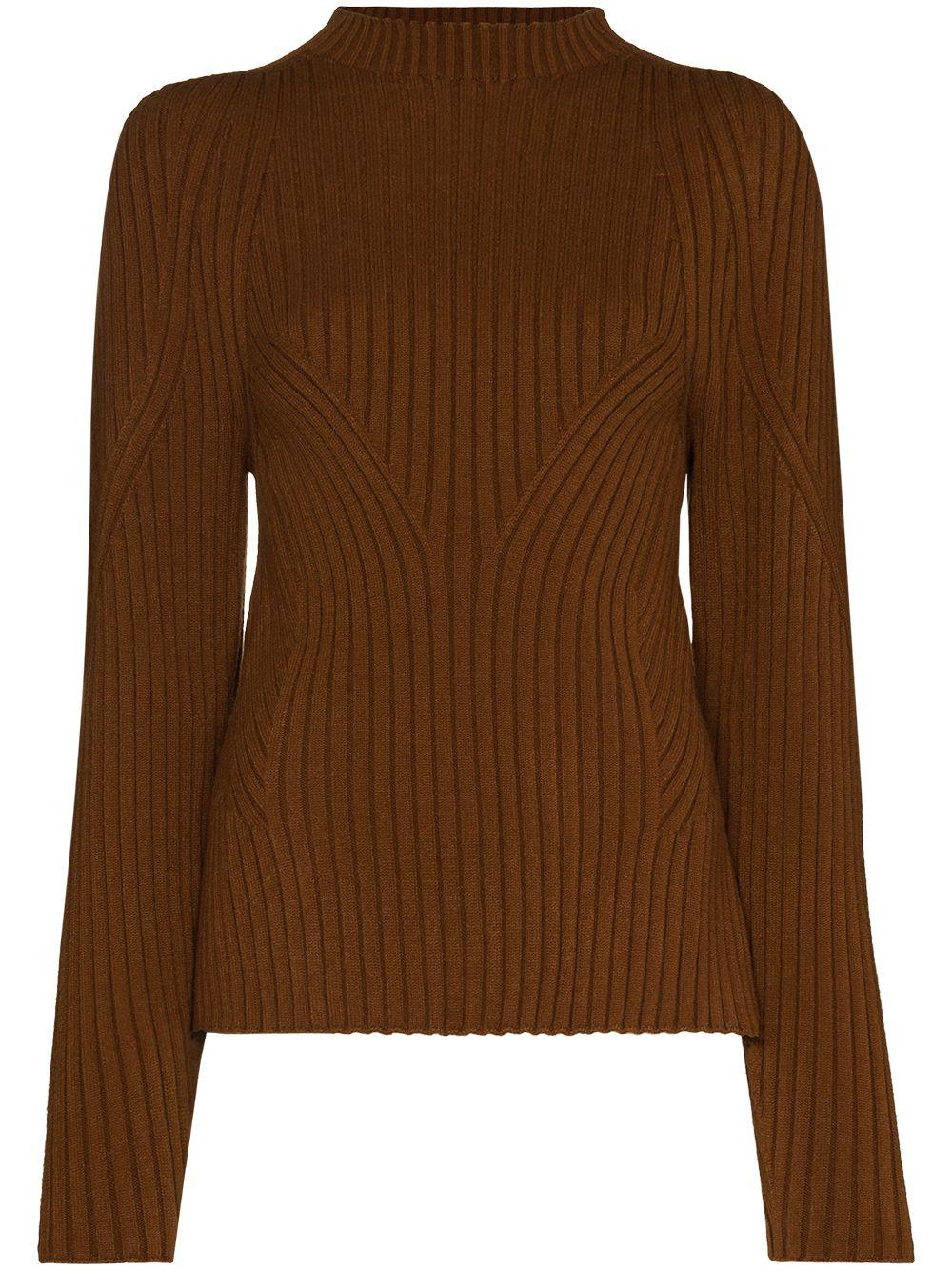 mock neck cutout back jumper by LOW CLASSIC