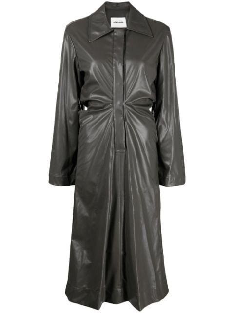 ruched faux-leather shirt dress by LOW CLASSIC
