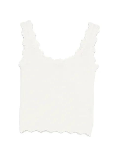 scalloped-trim sleeveless top by LOW CLASSIC