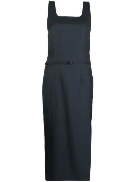 side-slit belted dress by LOW CLASSIC