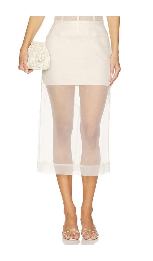 LPA Carlea Midi Skirt in Nude by LPA