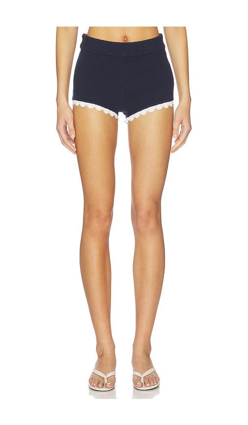 LPA Champaux Lace Trim Shorts in Navy by LPA