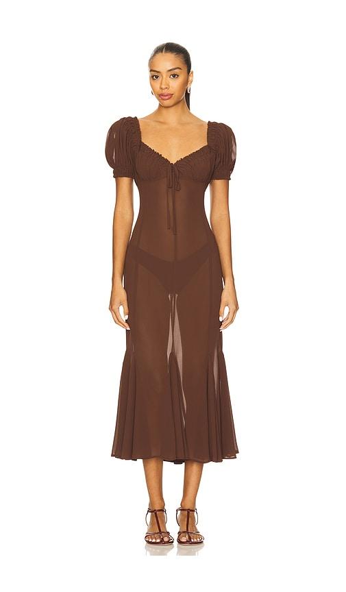 LPA Davina Midi Dress in Chocolate by LPA