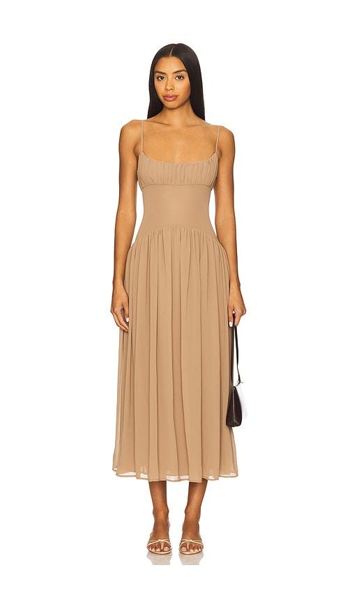 LPA Dawn Midi Dress in Brown by LPA
