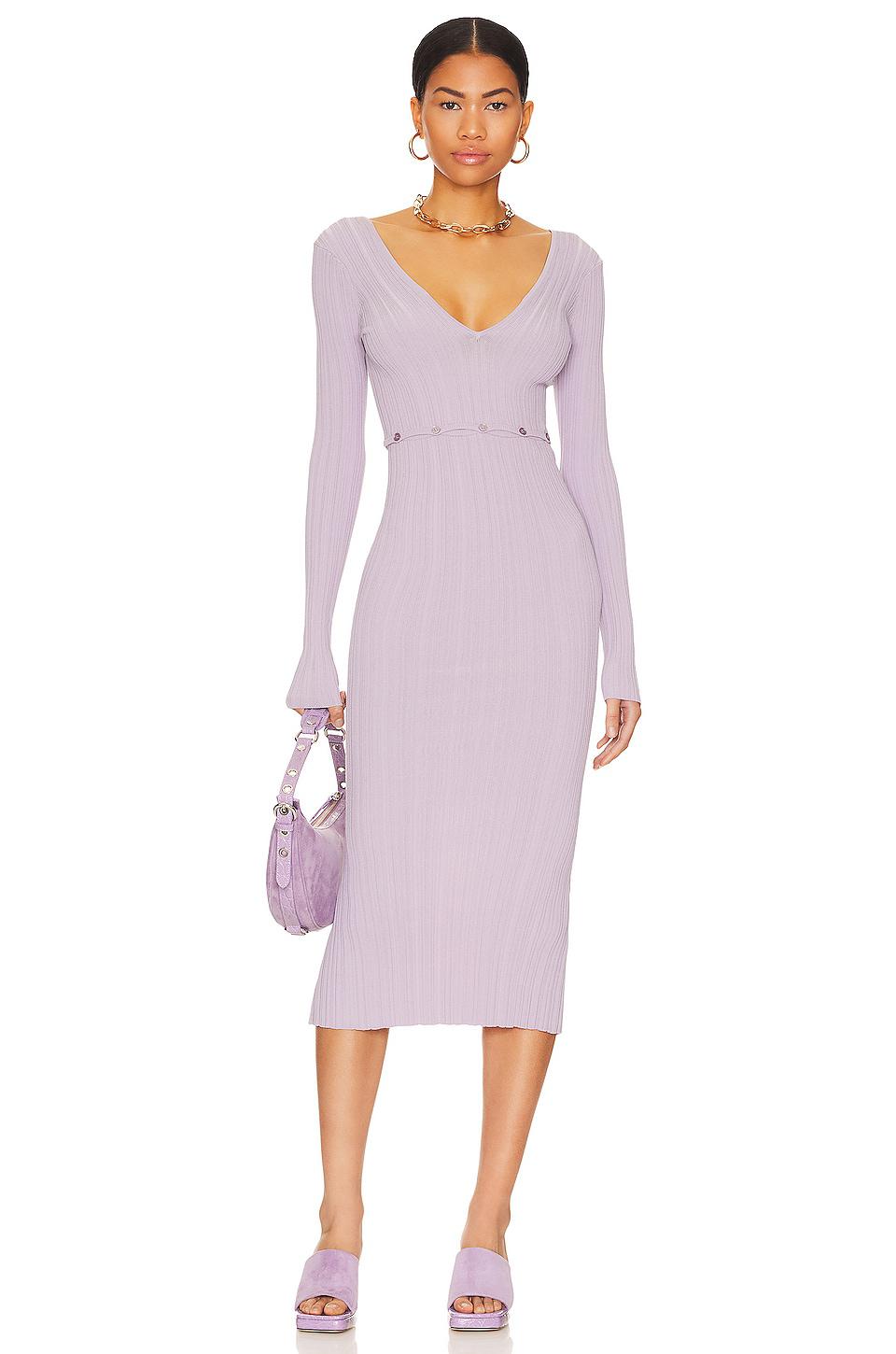 LPA Delaire Button Off Midi Dress in Lavender by LPA