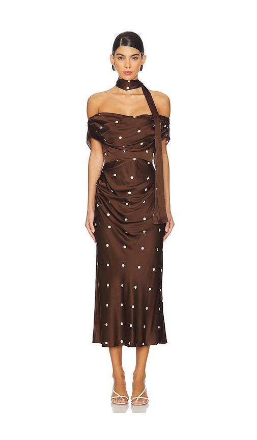 LPA Luisa Midi Dress in Brown by LPA