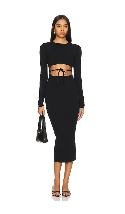 LPA Romona Knit Midi Dress in Black by LPA