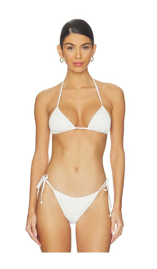 LSPACE Lurex Pucker Lotus Top in White,Metallic Gold by LSPACE