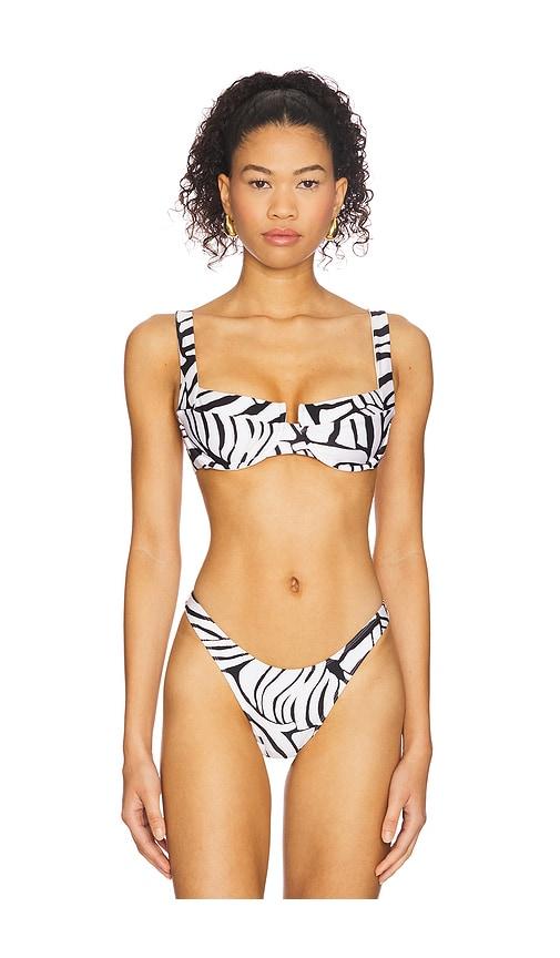 LSPACE X Rails Bianca Bikini Top in White,Black by LSPACE