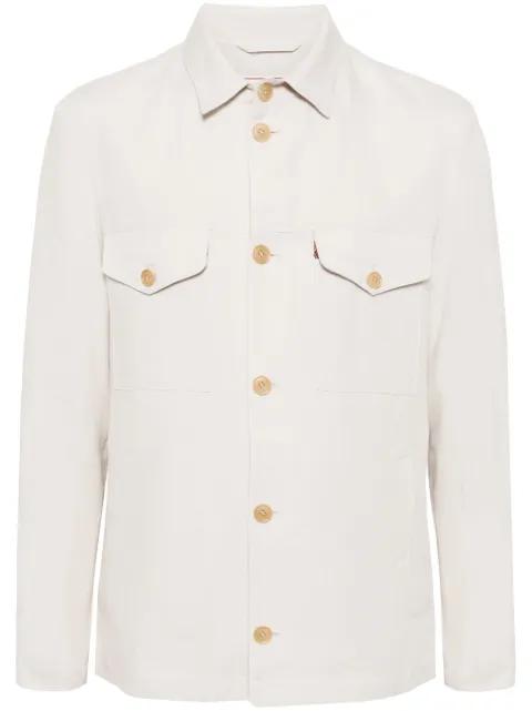 button-up linen shirt jacket by LUCIANO BARBERA