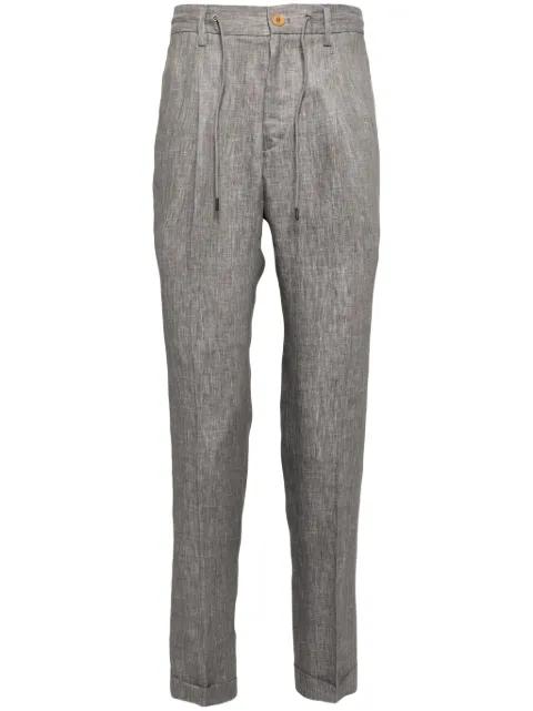 slim-cut linen chino trousers by LUCIANO BARBERA