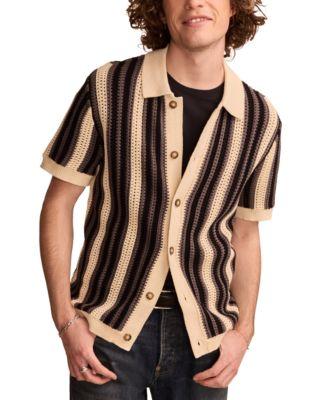 Men's Short Sleeve Striped Cardigan Sweater by LUCKY BRAND Men's Short Sleeve Striped Cardigan Sweater by LUCKY BRAND
