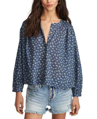 Women's Floral-Print Smocked Blouse by LUCKY BRAND