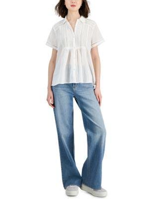 Women's Lace-Trimmed Button-Down Shirt by LUCKY BRAND