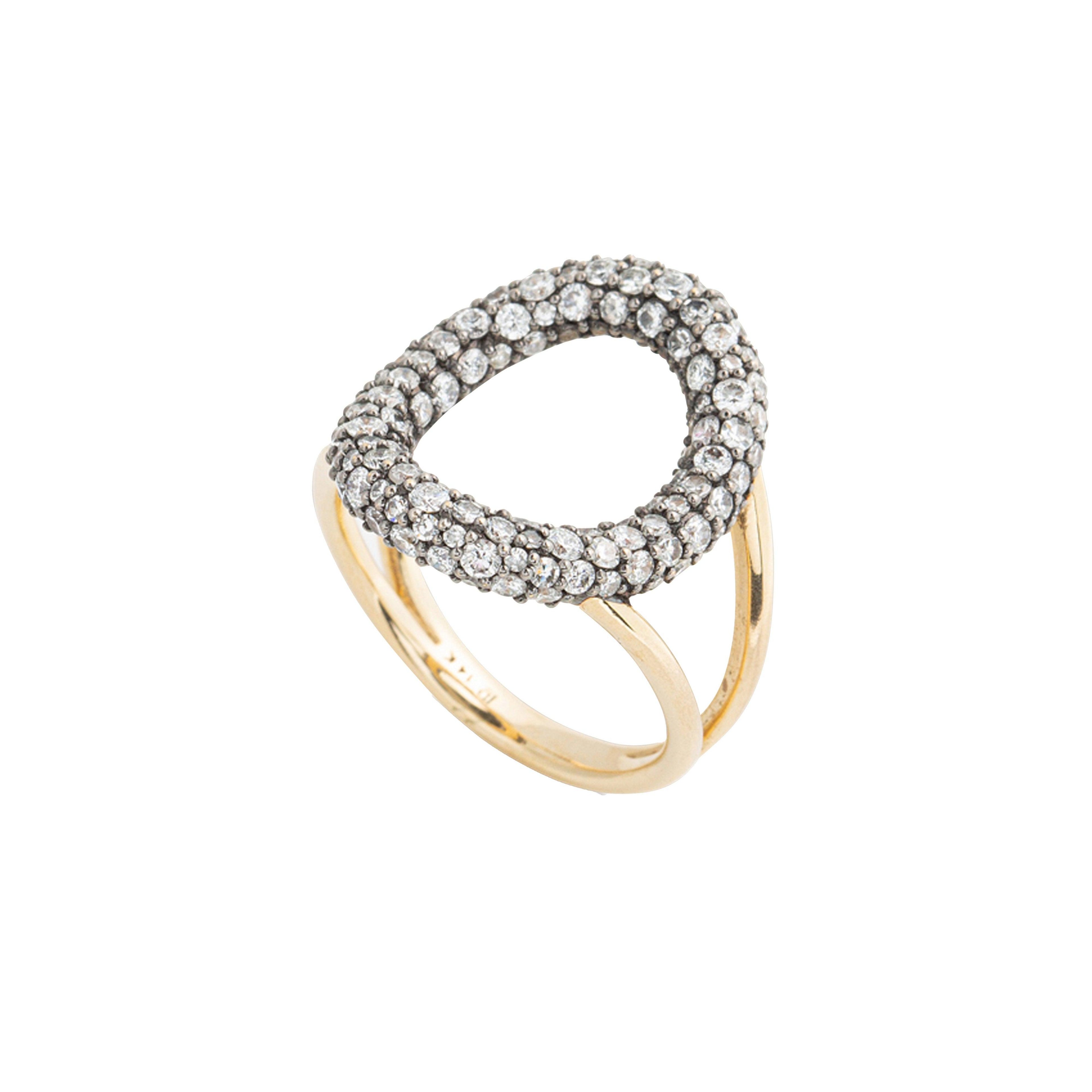 Lucy Delius - Signature Diamond Pavé Oval Ring - (Yellow Gold) by LUCY DELIUS