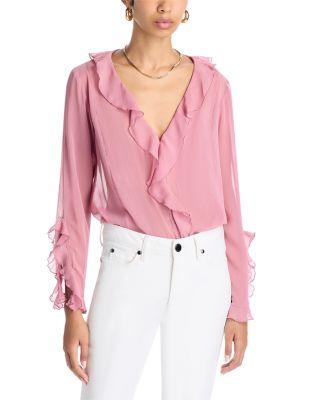 V Neck Ruffle Top by LUCY PARIS