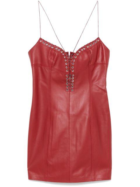 Cleavage leather mini dress by LUDOVIC DE SAINT SERNIN