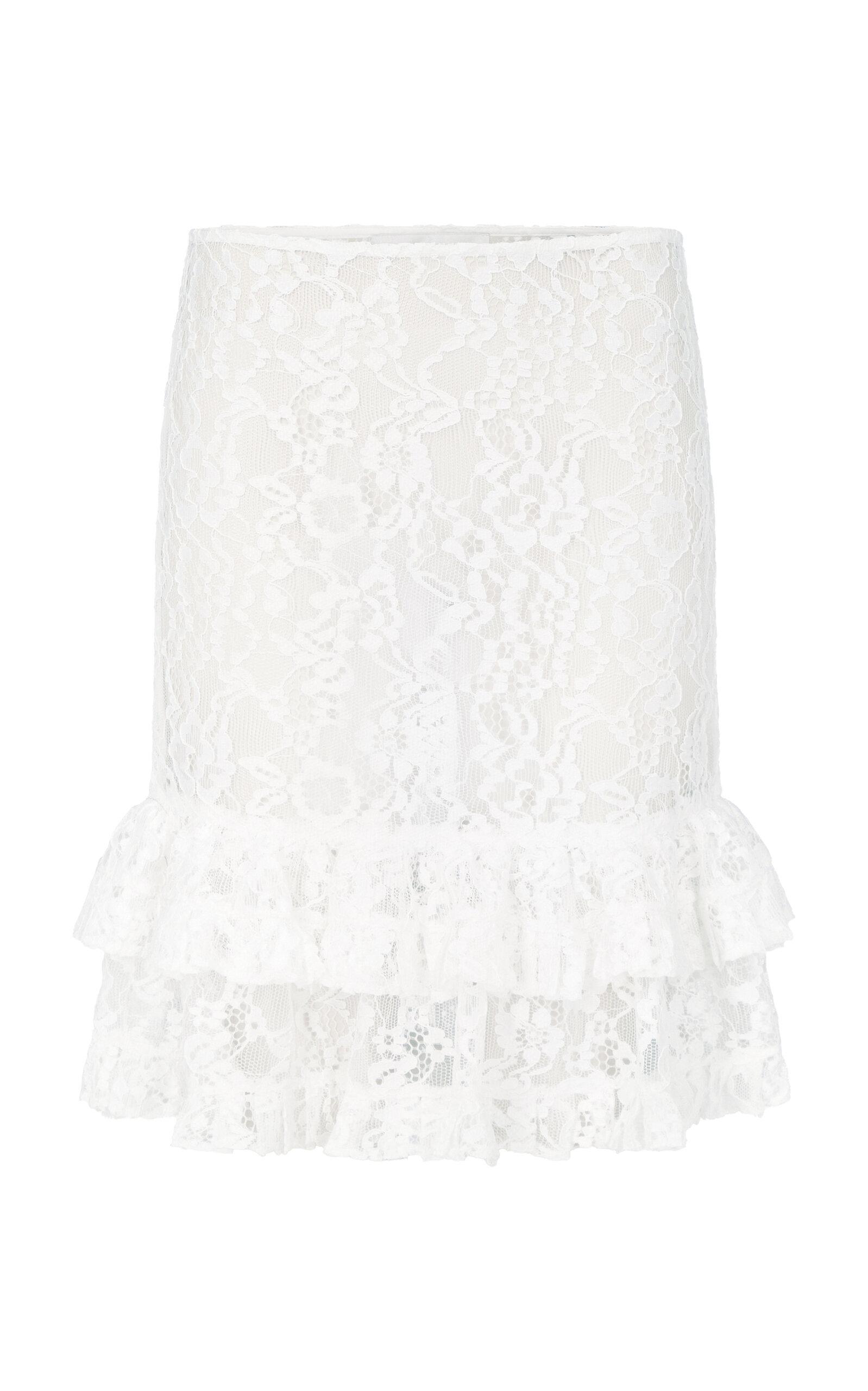 Ludovic deainternin Ernestine Ruffle-Trimmed Guipure Lace Knee-Lengthkirt - Moda Operandi by LUDOVIC DE SAINT SERNIN