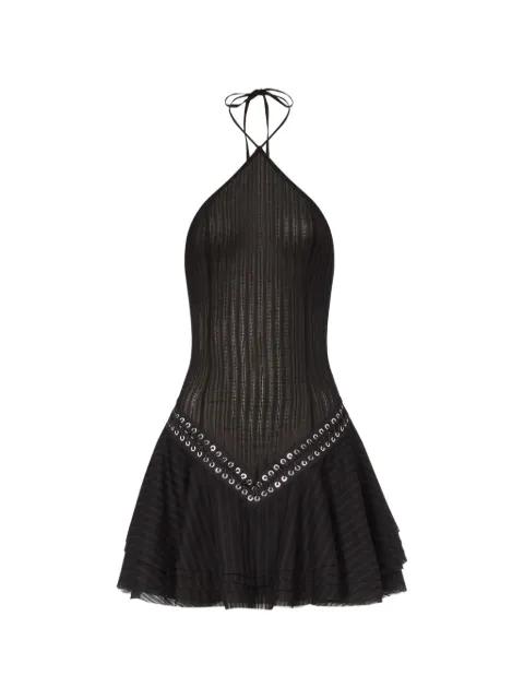 Sascha halter eyelet mini dress by LUDOVIC DE SAINT SERNIN