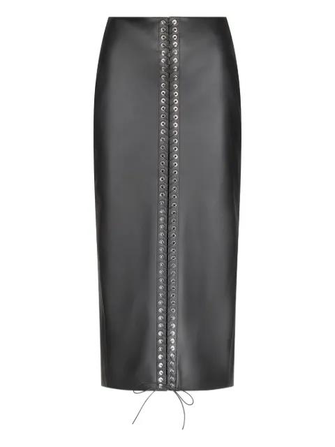 lace-up leather pencil midi skirt by LUDOVIC DE SAINT SERNIN