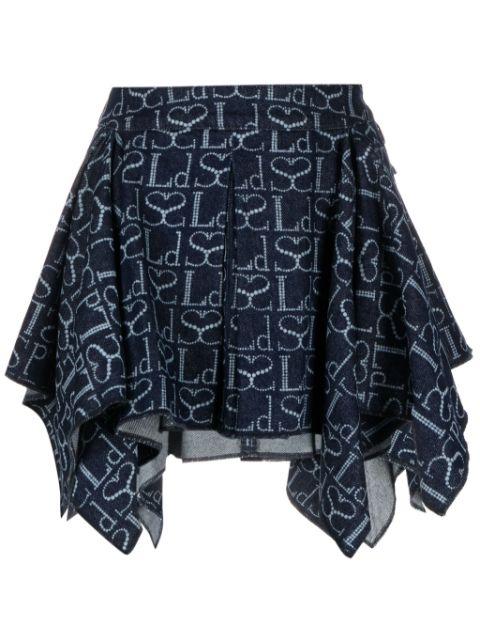 monogram-pattern asymmetric miniskirt by LUDOVIC DE SAINT SERNIN