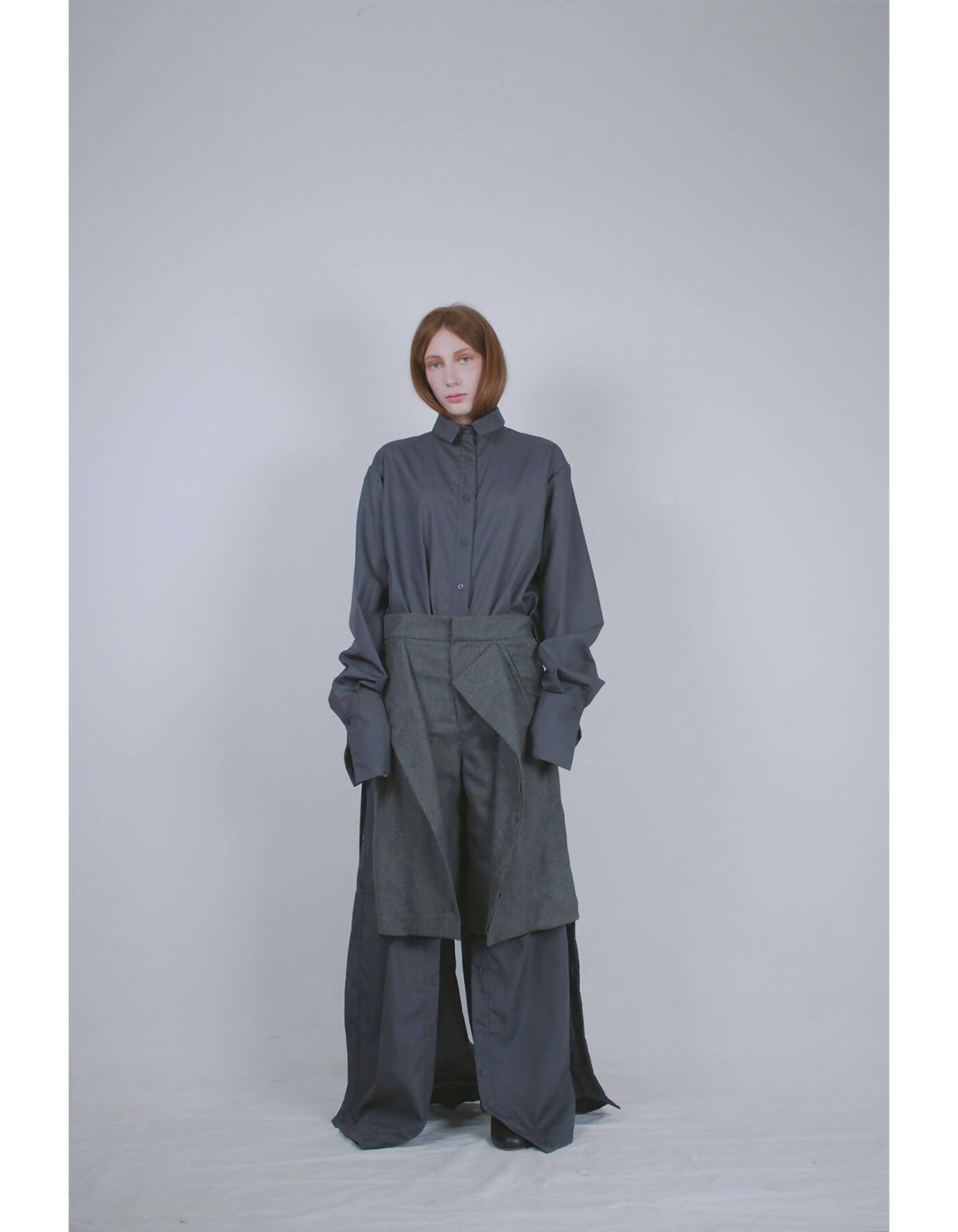 Grey Buttoned Culottes by LUDUS