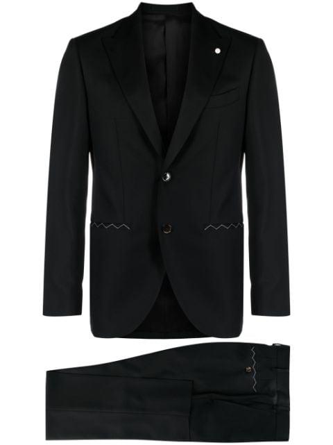 peak-lapels single-breasted suit by LUIGI BIANCHI MANTOVA