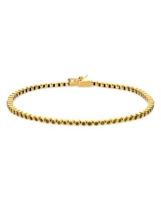 Men's 14K Yellow Gold Black Diamond Tennis Bracelet by LUIS MORAIS
