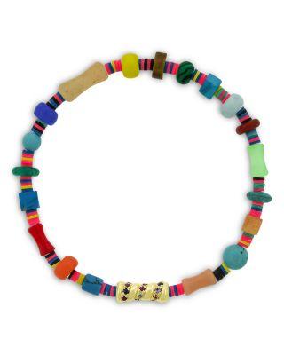 Men's 14K Yellow Gold Deeper Journey Rainbow Sapphire Swirl Vinyl Beaded Bracelet by LUIS MORAIS