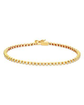 Men's 14K Yellow Gold White Diamond Tennis Bracelet by LUIS MORAIS