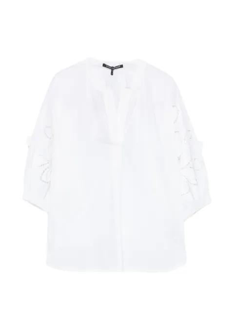 broderie-anglaise V-neck blouse by LUISA CERANO