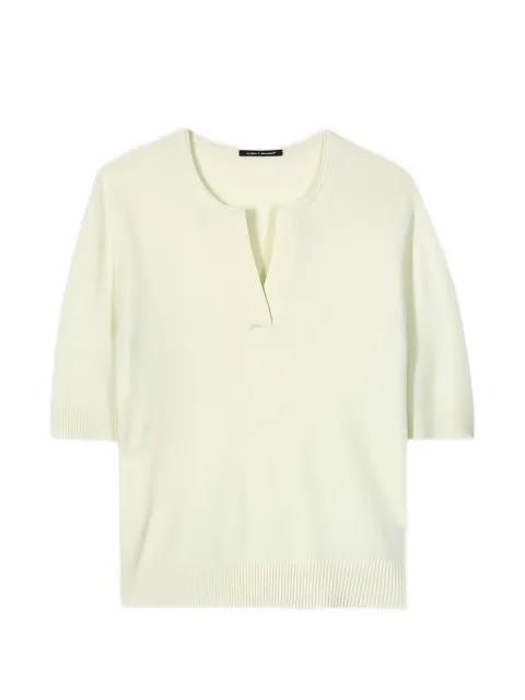 notched short-sleeve sweater by LUISA CERANO