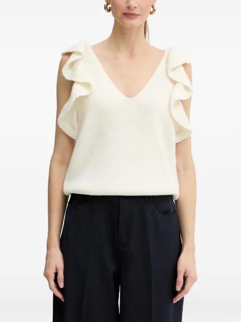 Manubrio ruffled V-neck top by LUISA SPAGNOLI