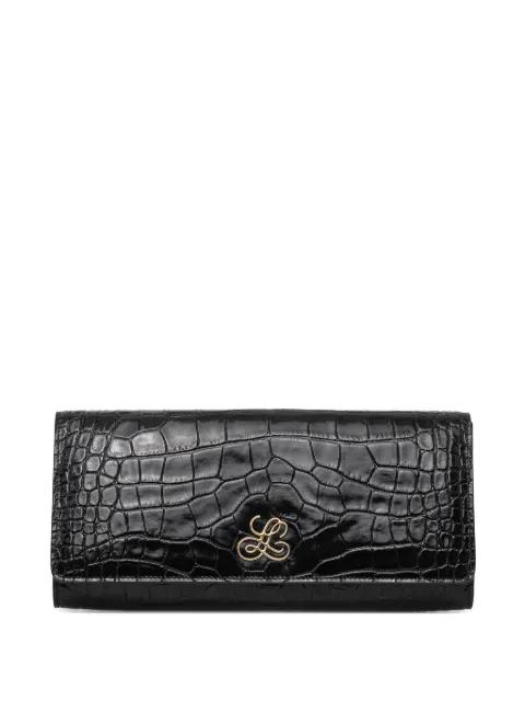 croc-effect logo-detail clutch bag by LUISA SPAGNOLI