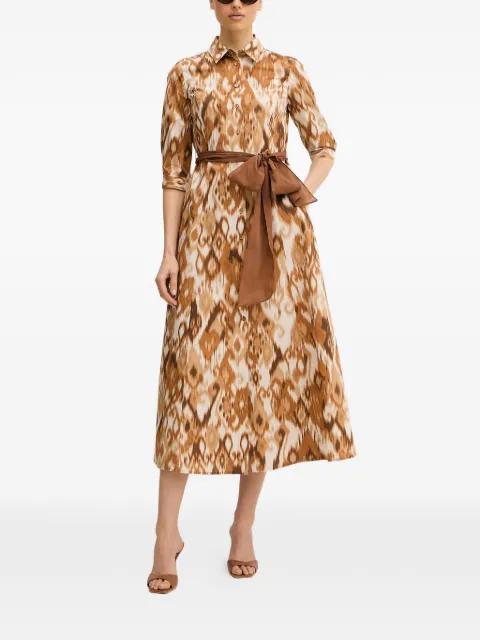 tie-waist pattern dress by LUISA SPAGNOLI