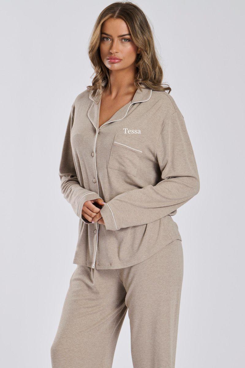 Personalised Ribbed Jersey Long Pyjamas by LULABAY