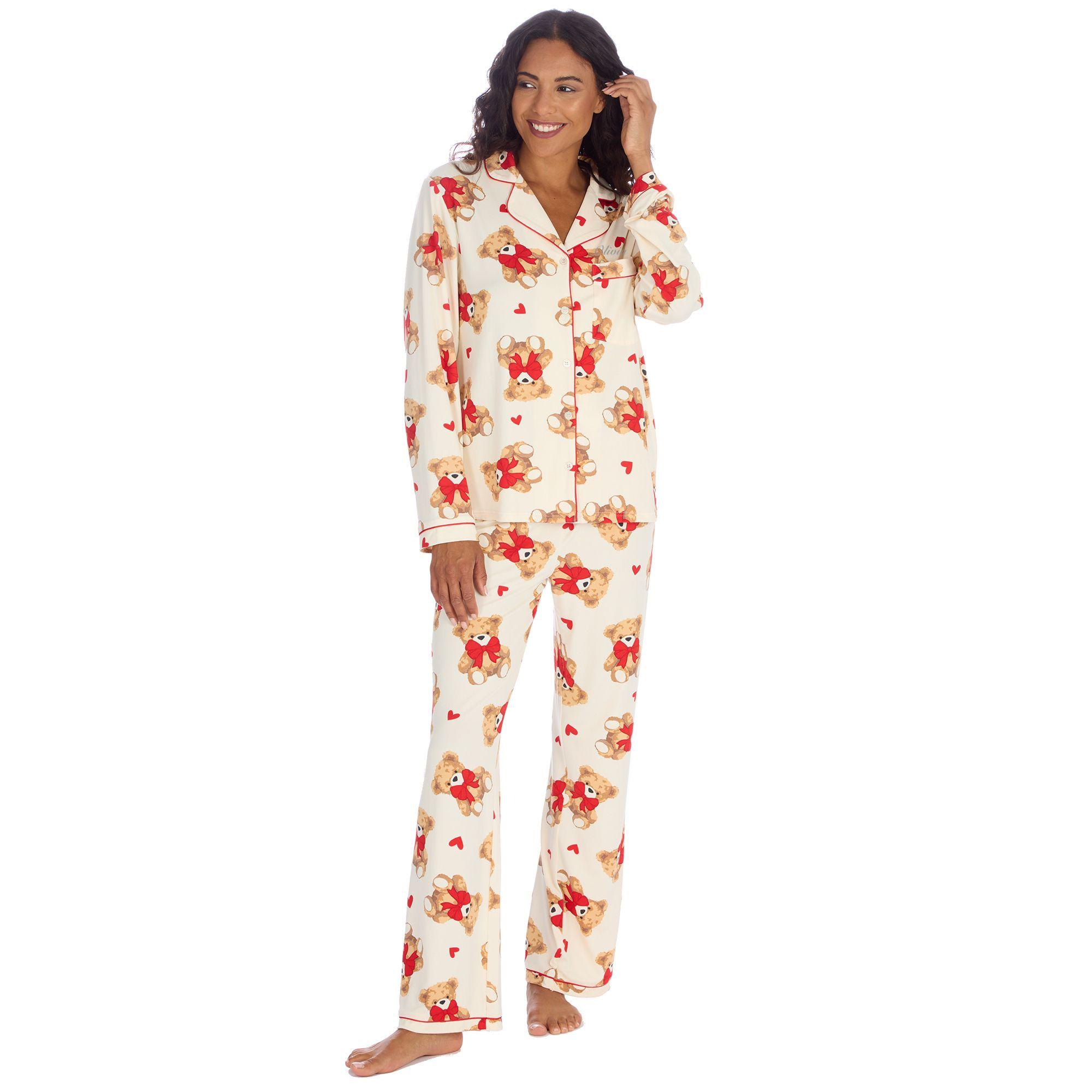 Personalised Teddy Print Long Pyjamas by LULABAY