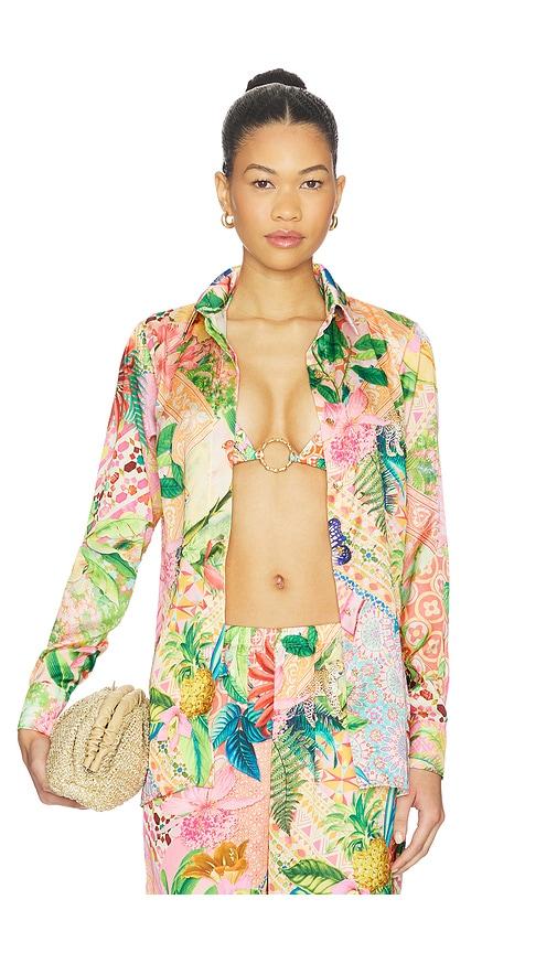 Luli Fama Blouse in Pink,Green by LULI FAMA