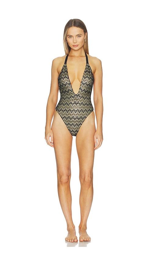 Luli Fama Deep V One Piece in Black by LULI FAMA