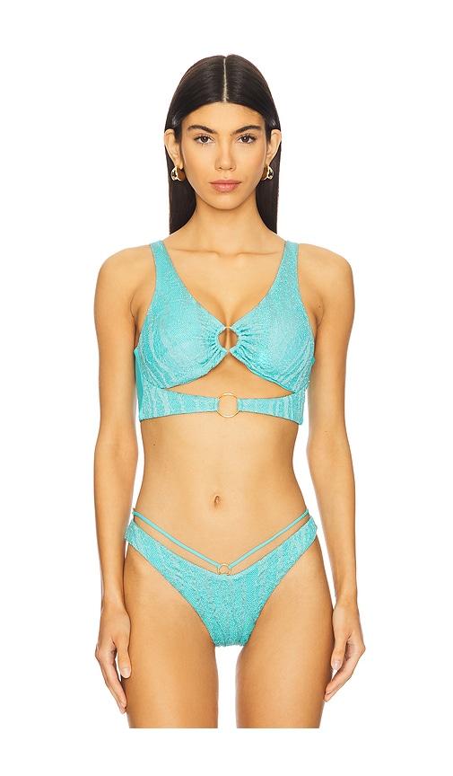 Luli Fama Double Loop Bralette in Teal by LULI FAMA