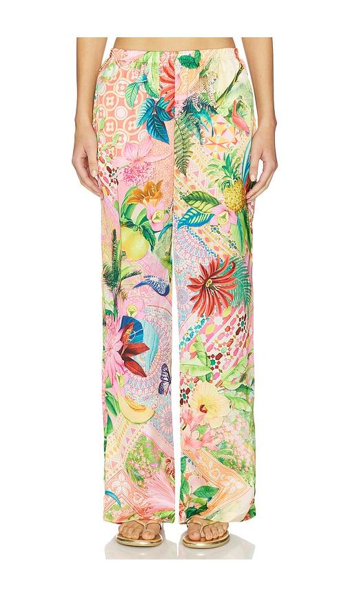 Luli Fama Elastic Waistband Pant in Pink,Green by LULI FAMA