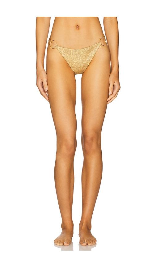 Luli Fama Golden Sunset Ring Brazilian Bikini Bottom in Metallic Gold by LULI FAMA