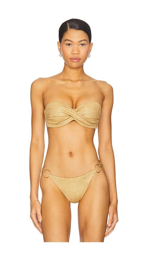 Luli Fama Golden Sunset Underwire Push Up Bikini Top in Metallic Gold by LULI FAMA