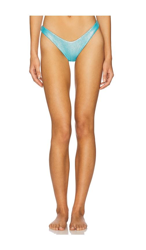 Luli Fama Luminous High Leg Brazilian Bikini Bottom in Blue by LULI FAMA