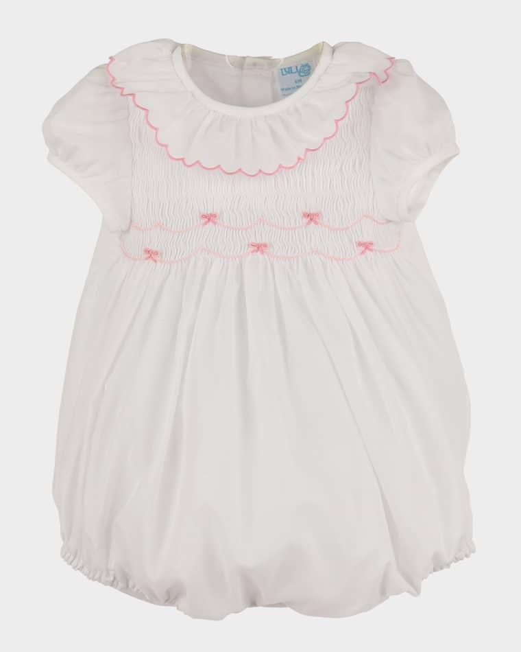 Girl's Bows Smocked Bubble Romper, Size 6M-24M by LULI&ME