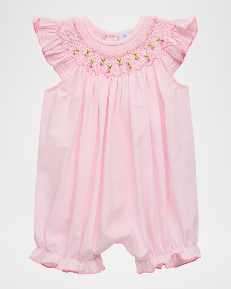 Girl's Embroidered Cherries Smocked Cotton Bodysuit, Size 3M-18M by LULI&ME