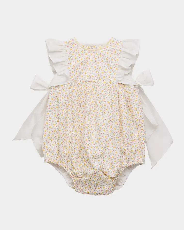 Girl's Lemon-Print Bubble Romper, Size 6M-24M by LULI&ME