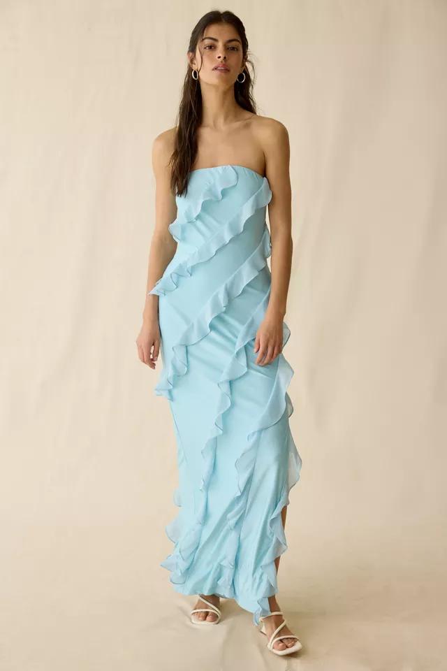 Lulus Freya Asymmetric Ruffle Strapless Maxi Dress by LULUS