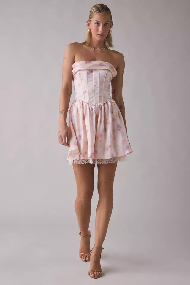 Lulus Terry Floral Strapless Corset Mini Dress by LULUS